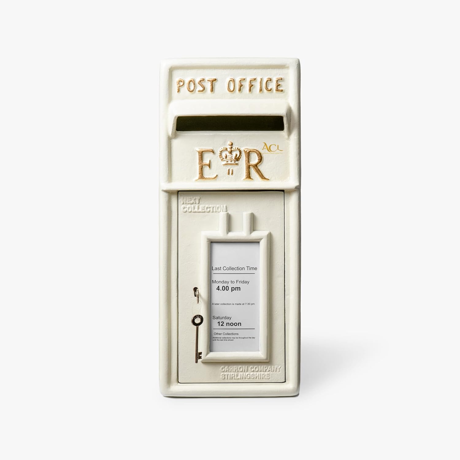Ivory and gold vintage wedding post box at reception